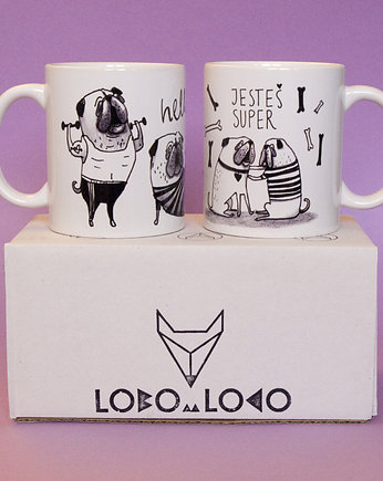 Komplet kubków z Mopsami, Friedman Jewelry