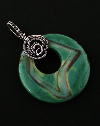 Ina - duży wisior wire-wrapping z agatem, Anna Mroczek