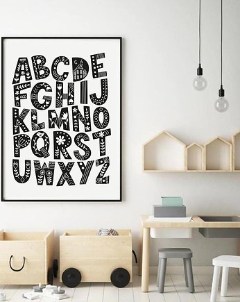 Plakat dla dzieci "Wzorzysty alfabet" 50x70 (500mm x 700 mm), scandiposter