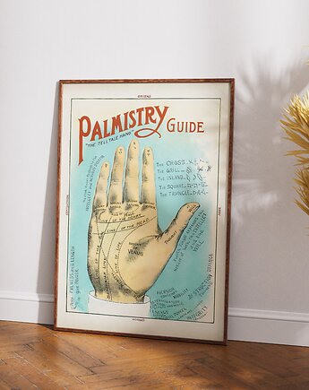 Stara wiktoriańska ilustracja dłoni - Plakat ezoteryczny vintage - Chiromancja, DAPIDOKA
