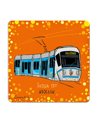 Podkładka pod kubek Wrocław Tramwaj na Jagodno, Gliniana Kura