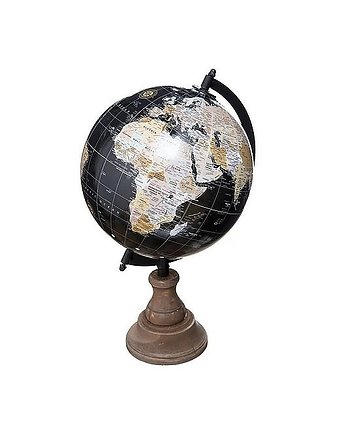 Globus Dekoracyjny Czarny na Drewnianej Podstawie 32 cm, MIA home