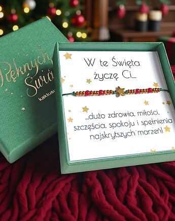 Świąteczna bransoletka - pomysł na prezent - świąteczne pudełko - RED2, kaktusia