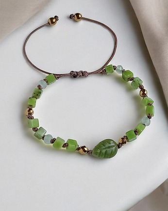 ZDROWIE i DŁUGOWIECZNOŚĆ - nefryt - liściasta bransoletka, kaktusia