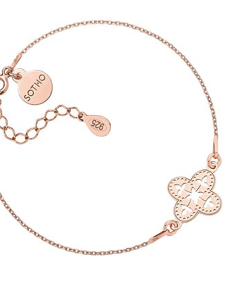 Bransoletka z różowego złota z ażurową rozetką, SOTHO