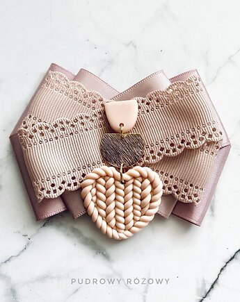 Brosza z unikatowym sweterkowym sercem Sweterek New, Pudrowy Różowy