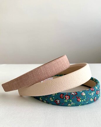 Lniana różowa płaska opaska do włosów Andrea, Volie Line