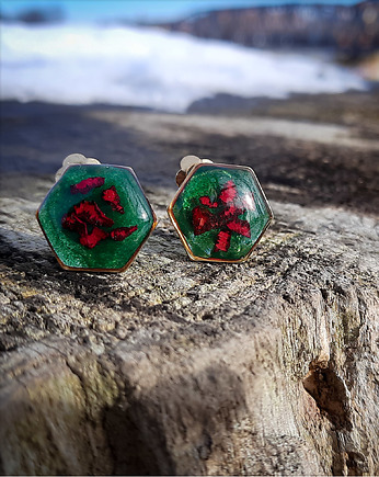 Klipsy z płatkami róży, Figa handmade accessories
