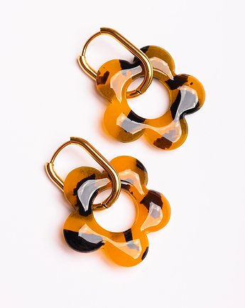 Kolczyki owalne kwiatki PANTERKI (robione ręcznie z gliny polimerowej), POLIMERY Jewellery