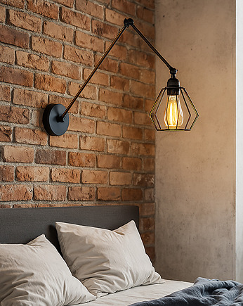 Czarny kinkiet na długim wysięgniku w stylu loftowym BALUMI LOFT, lampy loftowe LYSNE LOFT