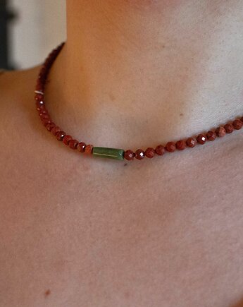 Naszyjnik choker z jaspisem czerwonym, Wieczny Las