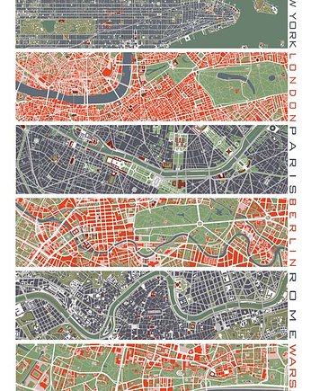 Plakat Six cities - plany miast, minimalmill