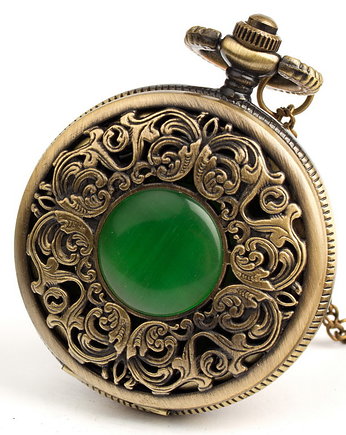 Zegarek mechaniczny - wisior ZIELONY KAMIEŃ  - Drobiny Czasu, DROBINY CZASU