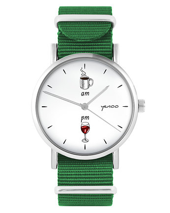 Zegarek - Kawa i wino - zielony, nylonowy, yenoo