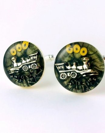 Spinki do mankietów kolej - Steam Choo-Choo 3D, DROBINY CZASU