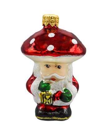 Bombka choinkowa: Mikołaj w kapeluszu grzyba muchomora, Syn Bombkarza