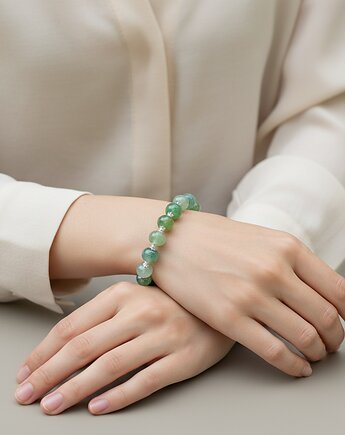 Klasyczna bransoletka agat 13mm srebro 925, Yamira Art Studio