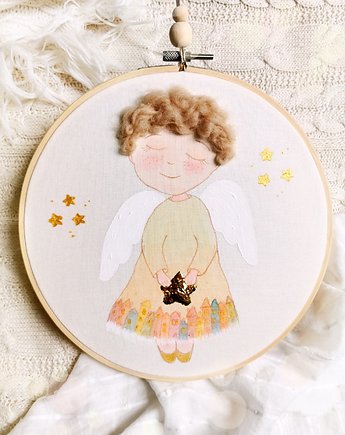 Obrazek z aniołem na pamiątkę narodzin, chrztu, gingerolla