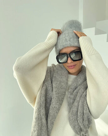 Wełniana czapka Cloudy grey premium, Patchouli