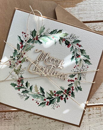 Kartka świąteczna ręcznie robiona na Boże Narodzenie - Merry Christmas, sorte