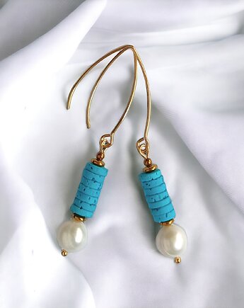 Kolczyki: kolekcja summer ocean:: PERŁY & LAWA turkusowa II