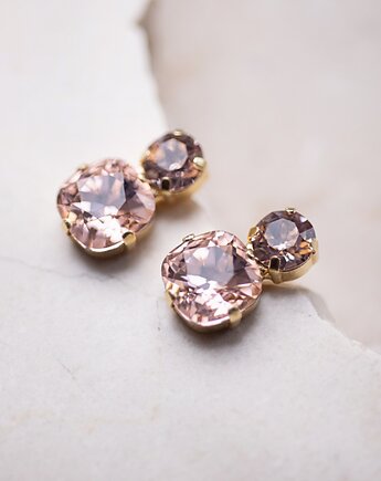 Minimalistyczne Kolczyki Dublety ze Złoconego Mosiądzu AMORE, White Jasmine