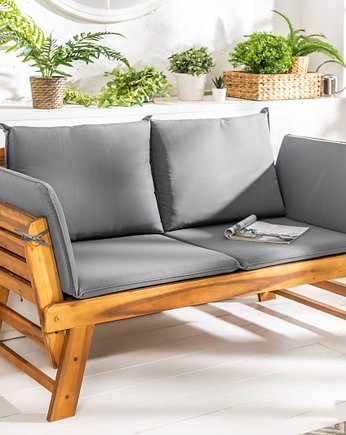 Ławka ogrodowa składana z poduszkami River szara 152-190cm, Home Design