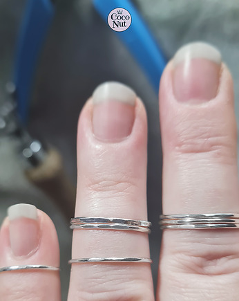 Komplet 7 obrączek SLIM srebro, COCONUT