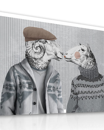 OBRAZ NA PŁÓTNIE -BARAN I OWCA 120x80cm, LUdesign gallery