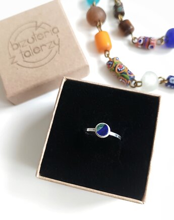 Pierścionek Bolesławiec srebrny, biżuteria z talerzy