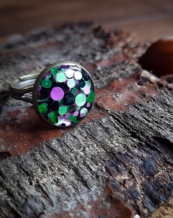 Pierścionek Kolorowy miedziany , Figa handmade accessories