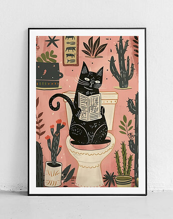 Plakat Kot z Książką na Tronie, Harvest Maison