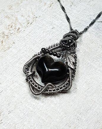 Serce obsydian złocisty  s218, JanArt