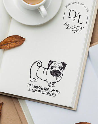 Stempel Ex Libris Exlibris personalizowany Pies 5 Buldog, DrukLove