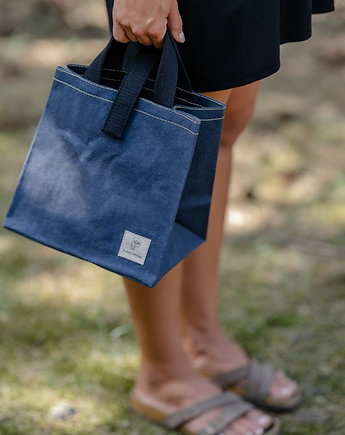 Lunch bag - Torba na lunch - wegańska skóra - Navy Blue, OSOBY - Prezent dla dziadka
