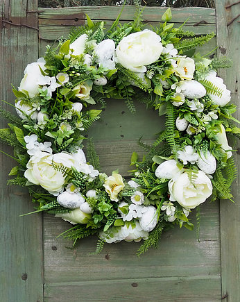 Wielkanocny wianek  WHITE&GREEN ROMANCE 45 cm, FlodiaAtelier
