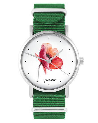 Zegarek - Mak - zielony, nylonowy, yenoo