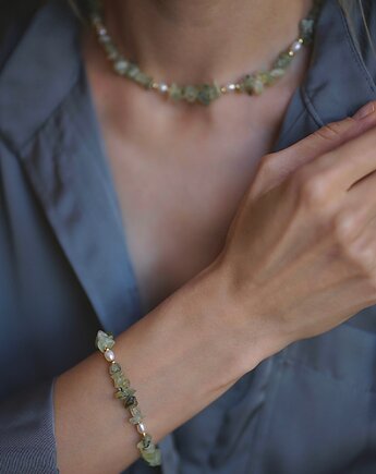 Komplet biżuterii z prehnitem MIST, ZY.JEWELLERY