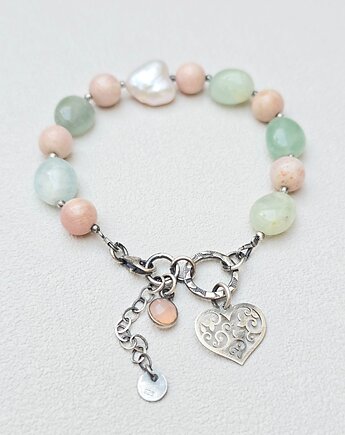 Bransoletka Serce w  Pastelowych Morganitach