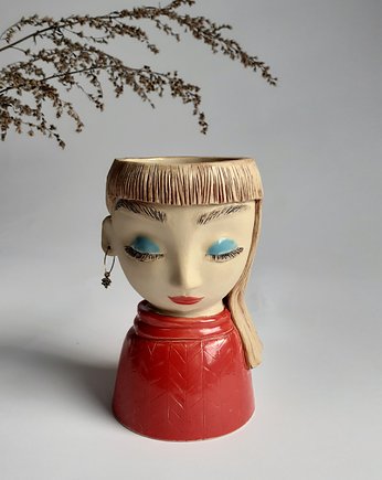 Osłonka doniczka twarz/ dziewczyna/boho, Sztuka Dzielna