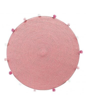 Dywan Okrągły Dywanik Okrągły z Pomponami Rotondo Różowy 90 cm, OKAZJE - Prezent na Urodziny