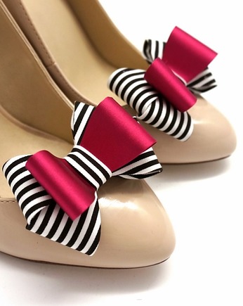 Klipsy do butów Coquet-Kokardy 3D/Fuchsia&Stripes, Coquet