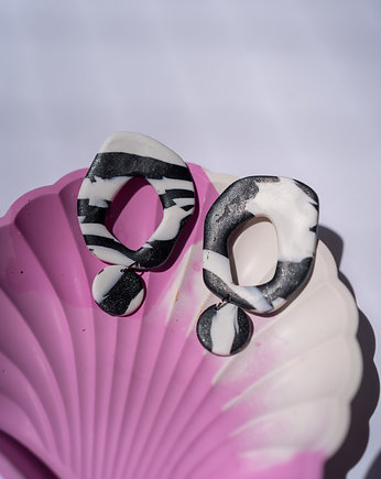 Kolczyki zebra wiggly design sztyfty, Dwie Gliny