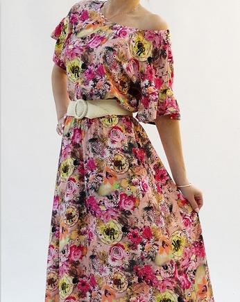 Maxi sukienka z wiskozy w kwiaty 34-54, MM FASHION