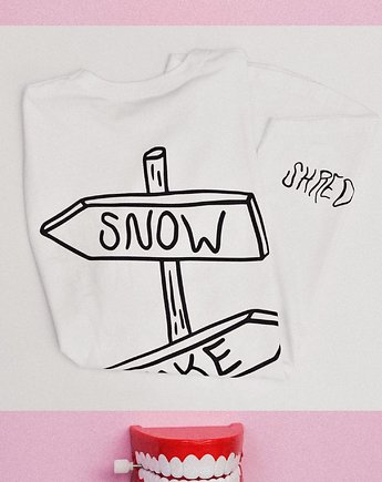 Biały T-shirt Snow Wake Organic, DONT NEED NO SAMURAI