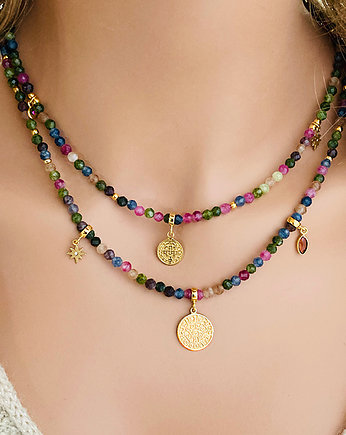 Boho Mystic Colors- NASZYJNIK Turmalin, kolorowe kamienie, Anemon Atelier
