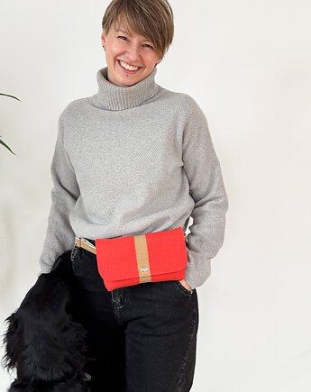 Marmollada - torebka filcowa nerka KORALOWA + b, marmollada