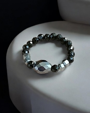 Pierścionek PREMIUM :: krzem, turmalin, hematyt - PIERŚCIONEK, kaktusia