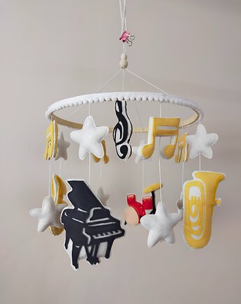 Karuzela dekoracyjna dla dzieci ,muzyka, nutki i filcowe instrumenty, By Mamusia