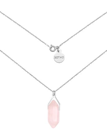 Srebrny naszyjnik z małym kwarcem różowym, SOTHO